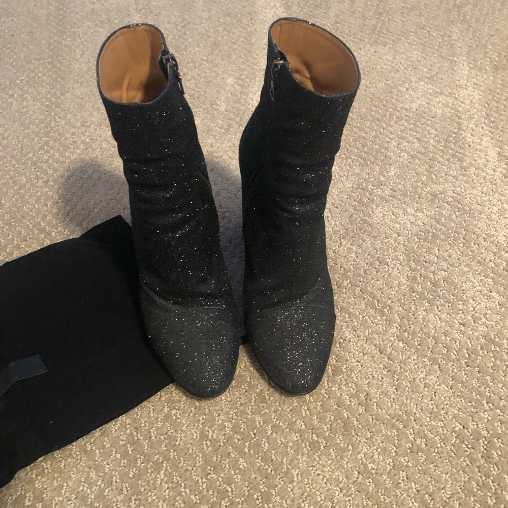 Dries van Noten black sparkly zip up booties